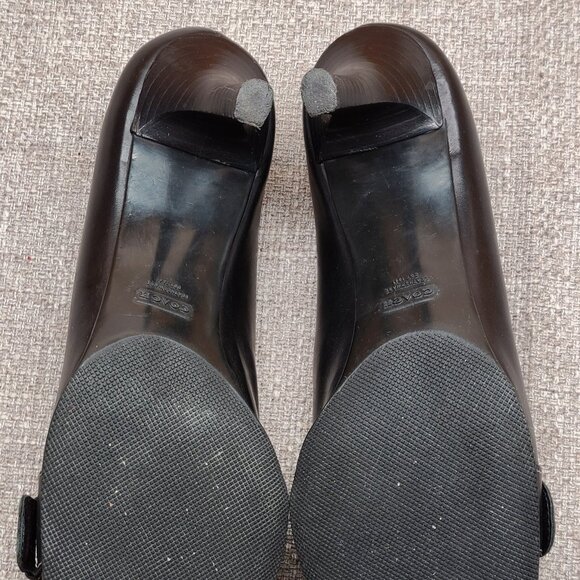 COACH Women's Black Leather Heels with Buckle - Size 9 - Picture 9 of 10
